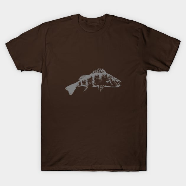 Perch grey design T-Shirt by BassFishin